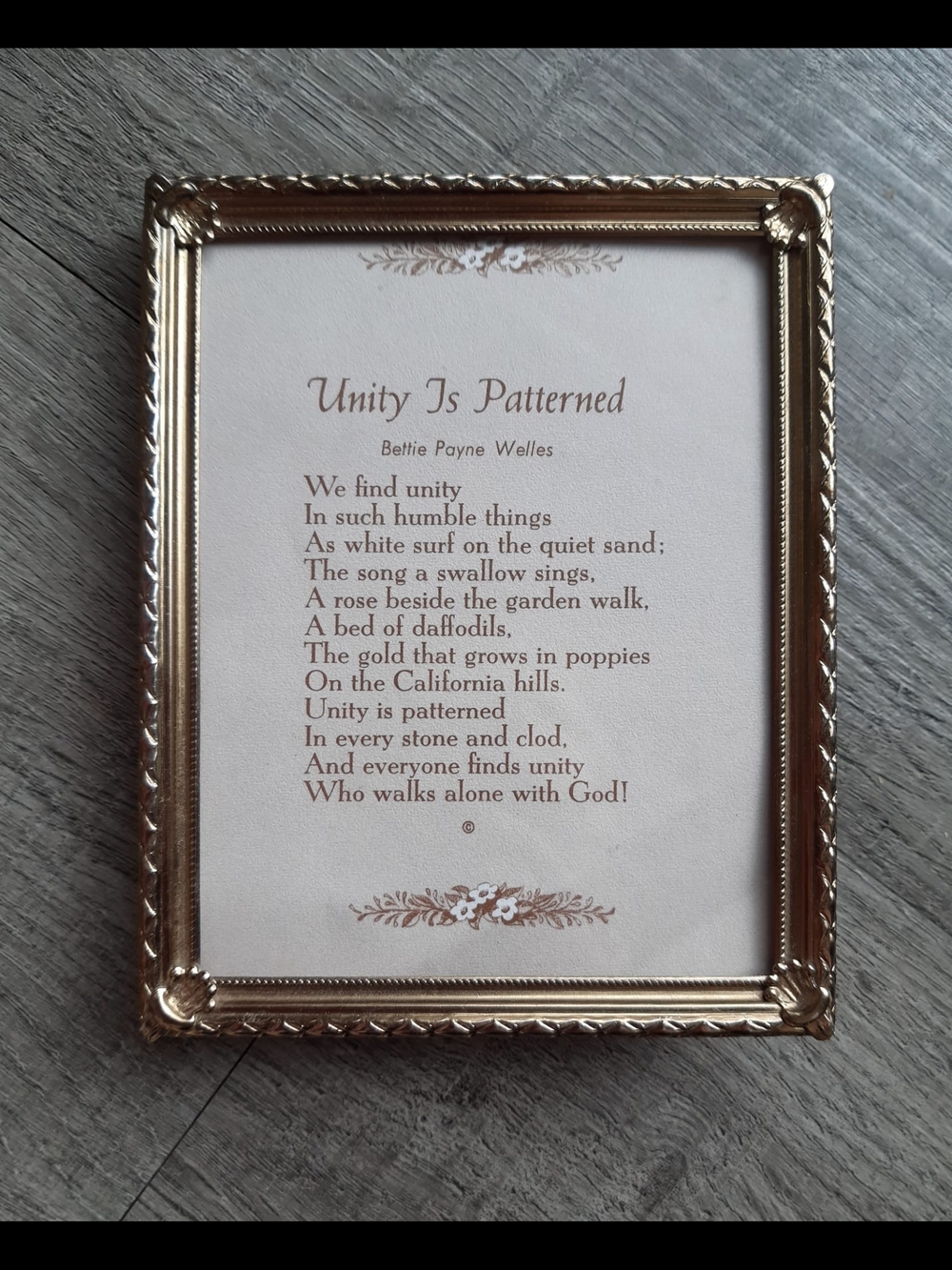 Ornate Gold Picture Frame with Poem Art